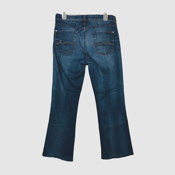 7 For All Mankind Women Jeans Bootcut Distressed Casual Blue Denim Size 30 - Picture 2 of 8